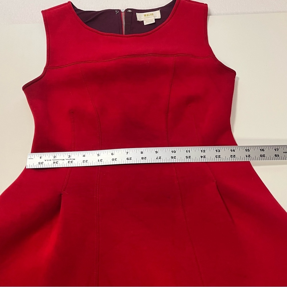 Anthropologie Maeve Dress Womens M Red Fit & Flare Sleeveless Zip Lined Party - Picture 8 of 16